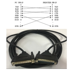 Cáp Kết Nối Máy In Hóa Đơn Epson TM Hai Đầu Cáp 25 Chân Dương RS232 DB25 Male to RS232 DB25 Male Cable Black Length 3M