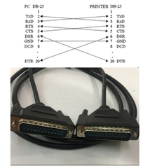 Cáp Kết Nối Máy In Hóa Đơn Epson TM Hai Đầu Cáp 25 Chân Dương RS232 DB25 Male to RS232 DB25 Male Cable Black Length 1.8M