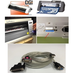 Bộ Combo USB to Com Và Cáp Điều Khiển Máy Cắt Decal Quảng Cáo Chất Lượng Cao RS232 DB25 Male to DB9 Female Dài 5M For Serial Cutter Plotter DGI, Roland, Graphtec