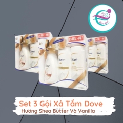 Set 3 gội xả tắm Dove hương Shea Butter và Vanilla