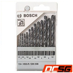 Bộ mũi khoan kim loại 1.5-6.5mm Hss-R Bosch 1 609 200 201 (13 chi tiết/bộ)