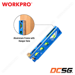 Thước thủy có từ tính, dạng hộp, bằng nhôm nguyên khối 165mm WORKPRO WP262025