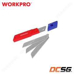 Lưỡi dao rọc giấy bản 18mm bằng thép SK2, kèm hộp đựng (1set = 10 cái) Workpro WP213004