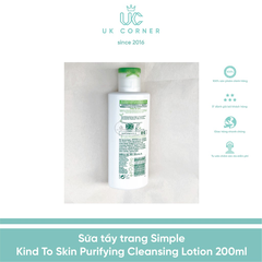 Kem tẩy trang Simple Kind To Skin Purifying Cleansing Lotion 200ml