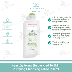 Kem tẩy trang Simple Kind To Skin Purifying Cleansing Lotion 200ml
