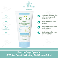 Kem dưỡng ẩm Simple Hydrating Gel Cream Face Moisturiser 50 ml