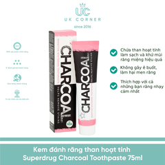 Kem đánh răng than hoạt tính Superdrug Charcoal Toothpaste 75ml