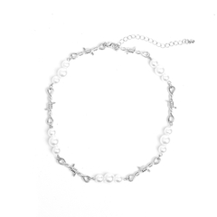 Dây Chuyền Kẽm Gai Mỏng Mix Ngọc Trai