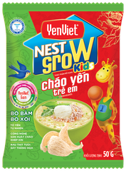 Cháo Yến Trẻ Em YenViet Nest Grow Vị Bò Bằm Bó Xôi [Thùng 30 Gói x 50gr]