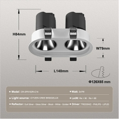 Đèn downlight đôi Hình bầu dục 24w