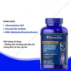 Viên Uống Hỗ Trợ Xương Khớp Glucosamine Chondroitin MSM Puritan's Pride Mỹ