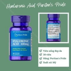 Viên uống bù ẩm, chống nhăn, chống lão hoá da Puritan’s Pride Hyaluronic acid