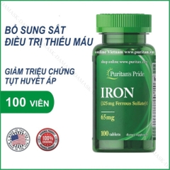 Viên uống bổ sung sắt Iron Ferrous Sulfate 65mg 100 viên