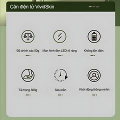 [Bảo hành chính hãng 1 năm] Cân điện tử sức khỏe chính hãng Vivid Skin, Cân điện tử thông minh độ chính xác cao 50g