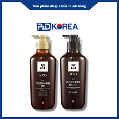 RYO Bộ dầu gội và xả thảo dược đen cặp 2 x 550ml 진생보 토탈 안티에이징 샴푸 + 린스