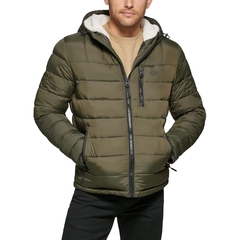 Áo Khoác Levi's Chính Hãng - Quilted Puffer with Sherpa Lined Hood - Màu OLV | JapanSport LM2RN076