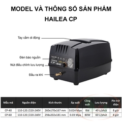 Máy sủi oxy tích điện Hailea CP 40, 60, 100, 120 Air Pump