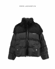 Faux Fur with Leather Puffer Jacket cs2