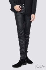 Black Waxed Stretch Denim Trouser