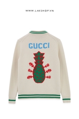 Guccj Pineapple V-Neck Cardigan Sweater cs2
