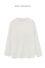 Áo Oversized White Faux Fur Sweater cs3