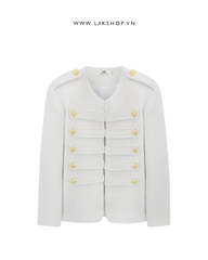 Cream White Militaty with Gold Button Jacket cs2