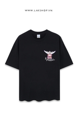 Oversized Dove Bird Fly Black T-shirt cx2