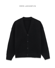 Áo Black Embossed Ribbed Woven Cardigan cs2