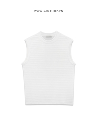 Embossed Horizontal Stripes White Tanktop