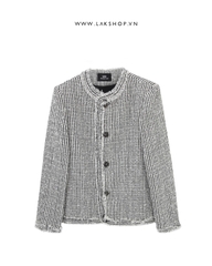 Áo Cream White Mini Checkerboard Tweed Jacket cs2