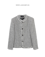 Cream White Mini Checkerboard Tweed Jacket cs2