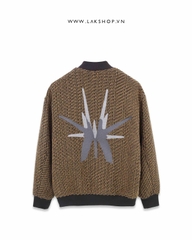 Brown Tweed Embroidered Bomber Jacket cs2