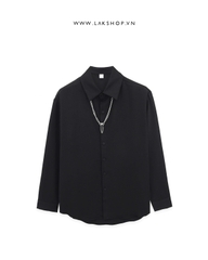 Oversized Black with Chain Necklace Shirt