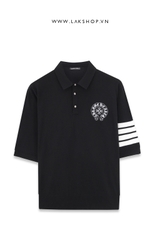 Chr0me Heart Black 4 Striped Knit Polo  cx2