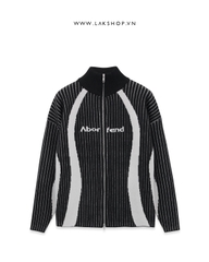 Black & White Stripe Zipped High-neck Cardigan cs2