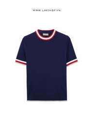 Áo Navy with Red Neck Knit T-shirt
