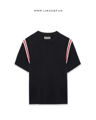 Black with Red Stripe Knit T-shirt