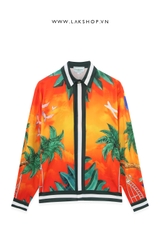 Casablanca Tennis Club Print Orange Silk Shirt