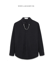 Oversized Black Boucle with Chain Shirt