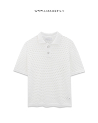 Áo O*clock Button White Mesh Knit Polo Shirt