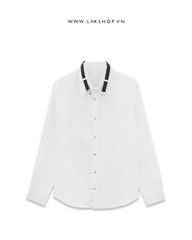 Áo Buckle Detail Neck White Shirt