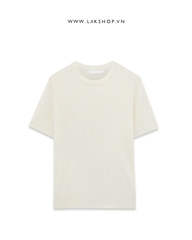 Áo Cream White Rope Knitted T-shirt