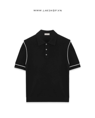 Black with Trim Knit Polo Shirt