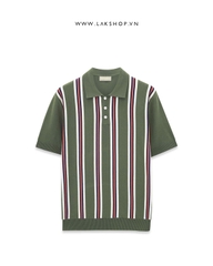 Green Red Stripe Knit Polo
