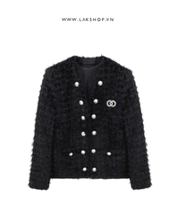 Áo Black Tassels Check Tweed Jacket cs2