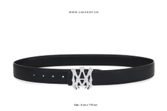 Amjrj Monogram Buckle Black Leather Belt (4cm)