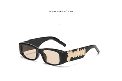 Black/Yellow Palm Rectangle-frame Sunglasses