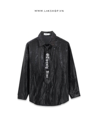 Oversized Crocodile Faux Leather with Tie Shirt