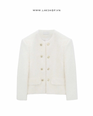 White Tassels Tweed Double Breasted Jacket cs2