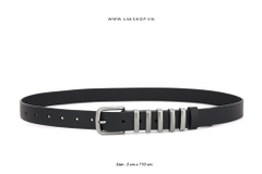 Thắt lưng 5 sọc Black Leather Belt (3cm)